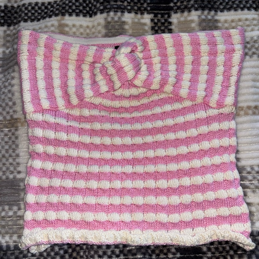 Forever 21 Pink and White Cowl Neck Sweater